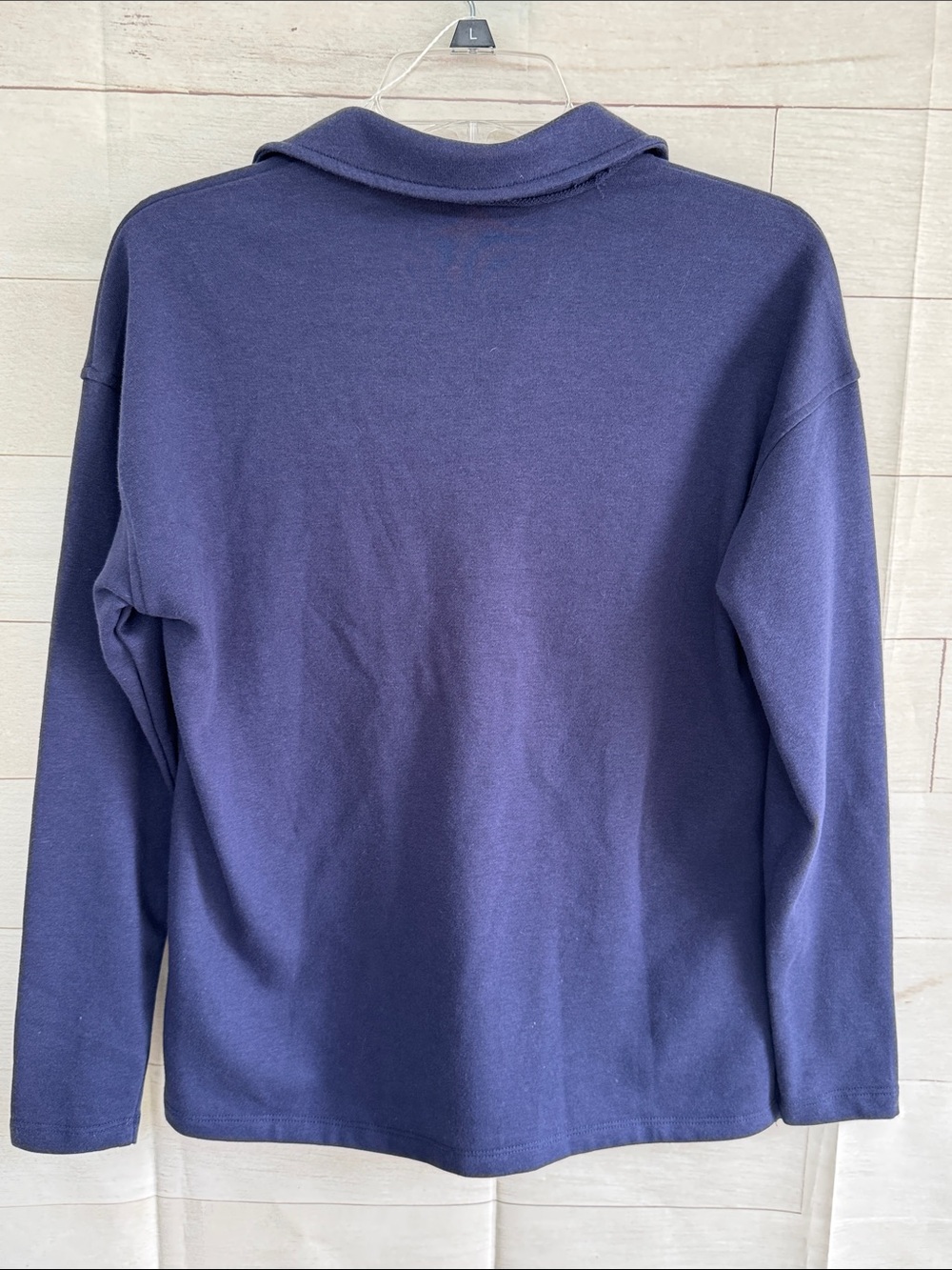 NWOT Belle Beach by Kim Gravel Seaside Sweats Rolled Edge Polo Top - Blue - Picture 4 of 4